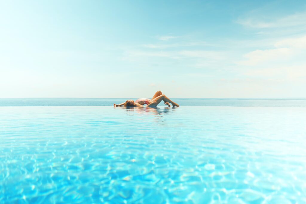 Woman by a pool